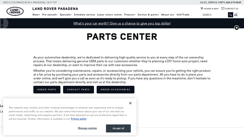 Genuine Land Rover Parts auto parts pasadena