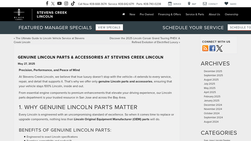 Genuine Lincoln Parts & Accessories at Stevens Creek Lincoln lincoln auto parts