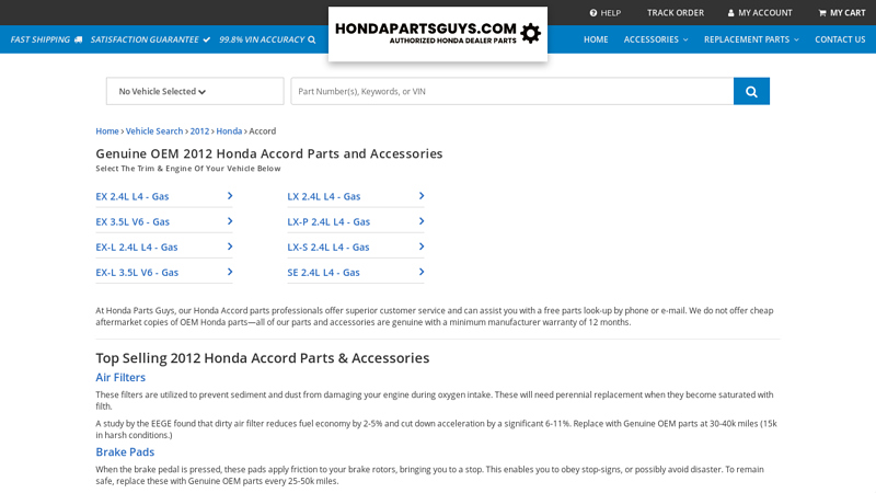 Genuine OEM 2012 Honda Accord Parts and Accessories 2012 honda accord parts