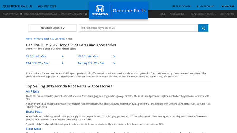 Genuine OEM 2012 Honda Pilot Parts and Accessories 2012 honda pilot parts