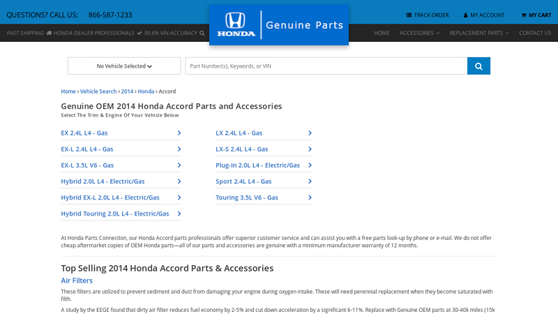 Genuine OEM 2014 Honda Accord Parts and Accessories 2014 honda accord parts