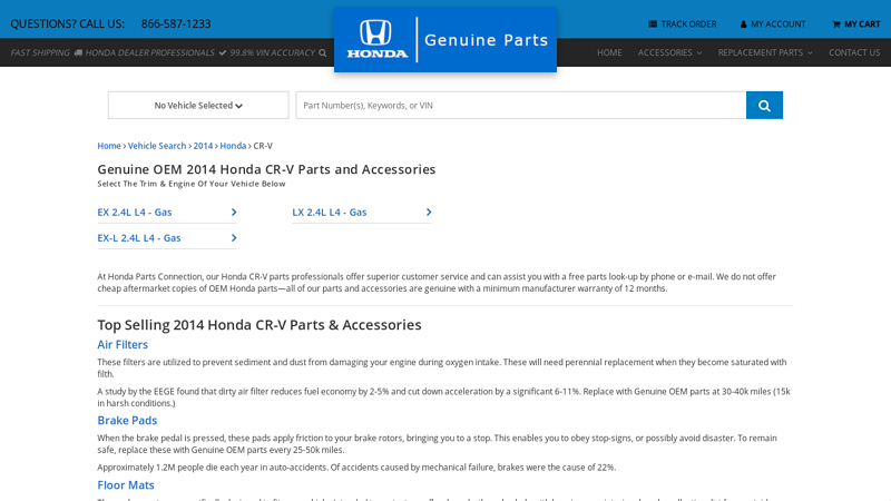 Genuine OEM 2014 Honda CR 2014 honda crv parts