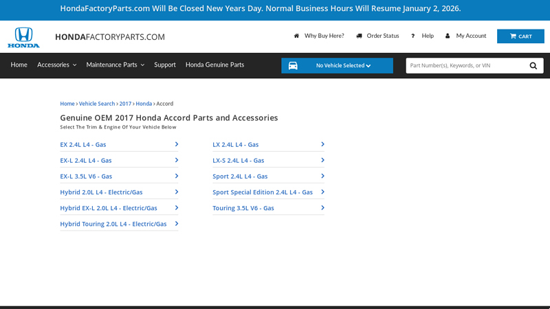Genuine OEM 2017 Honda Accord Parts and Accessories 2017 honda accord parts