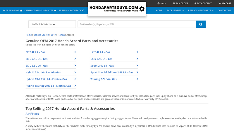 Genuine OEM 2017 Honda Accord Parts and Accessories 2017 honda accord parts