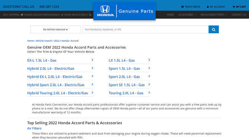 Genuine OEM 2022 Honda Accord Parts and Accessories honda accord factory parts