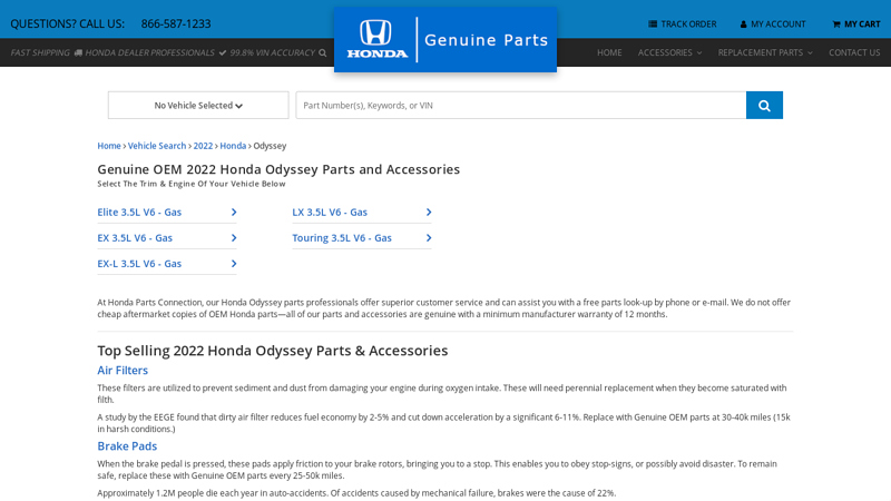 Genuine OEM 2022 Honda Odyssey Parts and Accessories honda odyssey auto parts