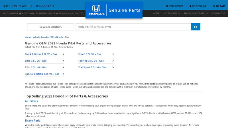 Genuine OEM 2022 Honda Pilot Parts and Accessories honda pilot auto parts