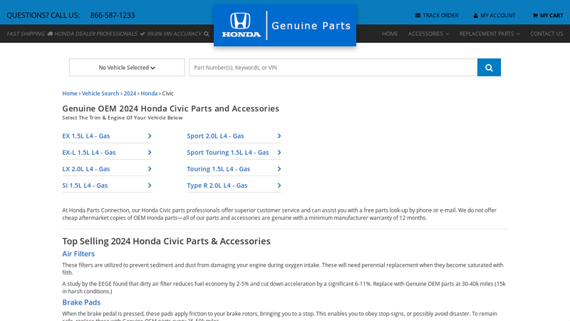 Genuine OEM 2024 Honda Civic Parts and Accessories honda civic oem parts