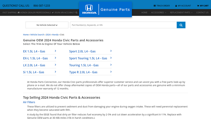 Genuine OEM 2024 Honda Civic Parts and Accessories honda civic body parts