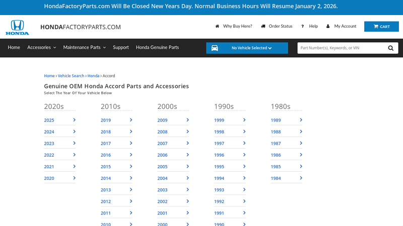 Genuine OEM Honda Accord Parts and Accessories 03 honda accord parts