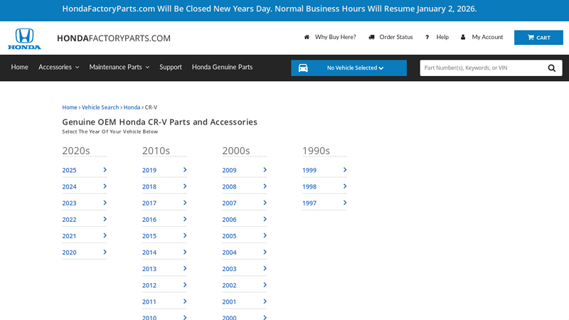 Genuine OEM Honda CR crv auto parts