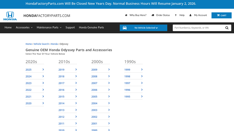 Genuine OEM Honda Odyssey Parts and Accessories honda odyssey auto parts