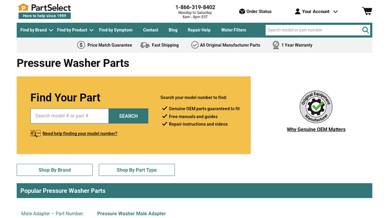 Genuine OEM Pressure Washer Parts honda pressure washer replacement parts