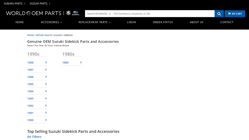 Genuine OEM Suzuki Sidekick Parts and Accessories suzuki sidekick auto parts