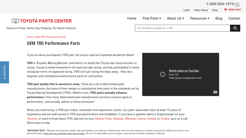 Genuine OEM TRD Performance Parts toyota off road parts