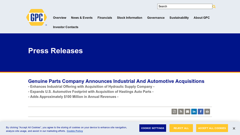 Genuine Parts Company Announces Industrial And Automotive ... hastings auto parts detroit
