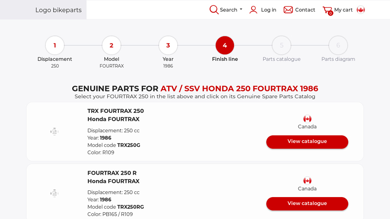 Genuine parts for ATV / SSV Honda 250 FOURTRAX 1986 1986 honda fourtrax 250 parts