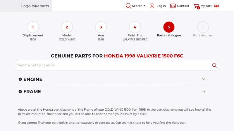 Genuine parts for Honda 1998 VALKYRIE 1500 F6C honda valkyrie parts