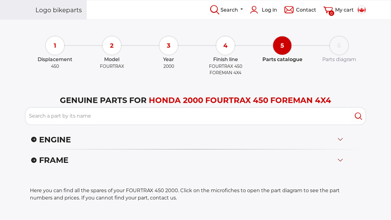 Genuine parts for Honda 2000 FOURTRAX 450 FOREMAN 4X4 honda foreman parts