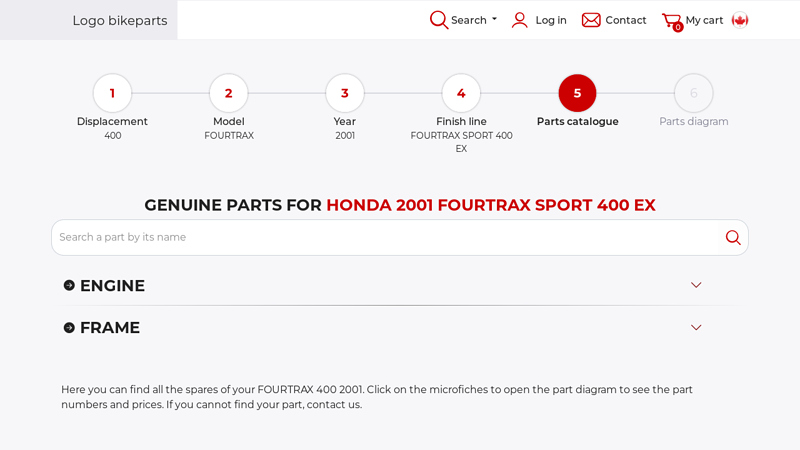 Genuine parts for Honda 2001 FOURTRAX SPORT 400 EX honda 400 ex parts