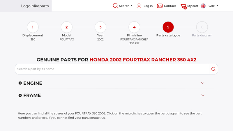 Genuine parts for Honda 2002 FOURTRAX RANCHER 350 4X2 honda rancher 350 parts