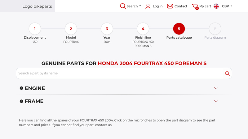 Genuine parts for Honda 2004 FOURTRAX 450 FOREMAN S honda foreman 450 parts