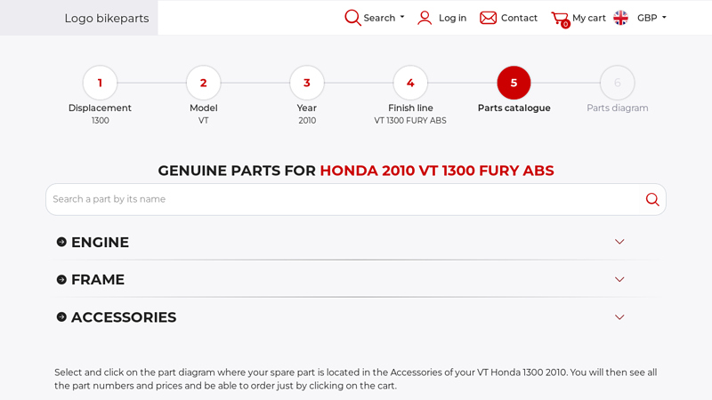 Genuine parts for Honda 2010 VT 1300 FURY ABS honda fury parts