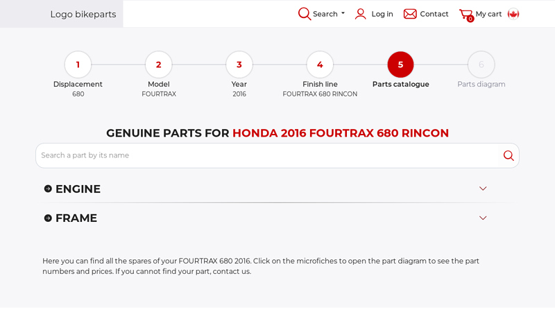 Genuine parts for Honda 2016 FOURTRAX 680 RINCON honda rincon parts