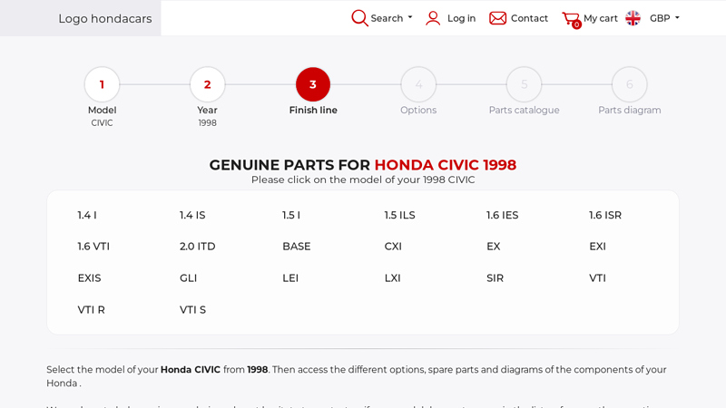 Genuine parts for Honda CIVIC 1998 98 honda civic parts