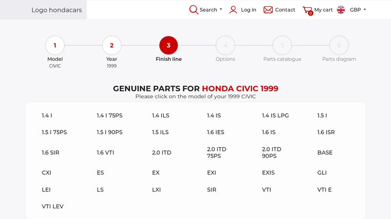 Genuine parts for Honda CIVIC 1999 1999 honda civic parts