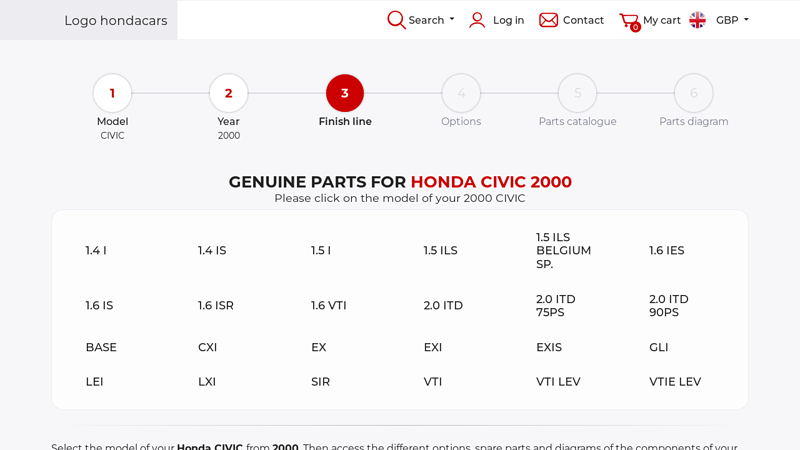 Genuine parts for Honda CIVIC 2000 2000 honda civic parts car