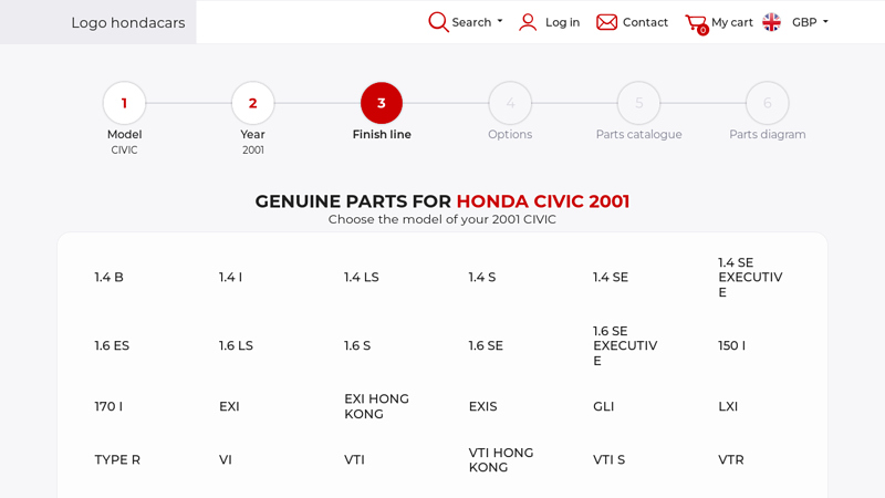 Genuine parts for Honda CIVIC 2001 2001 honda civic parts car