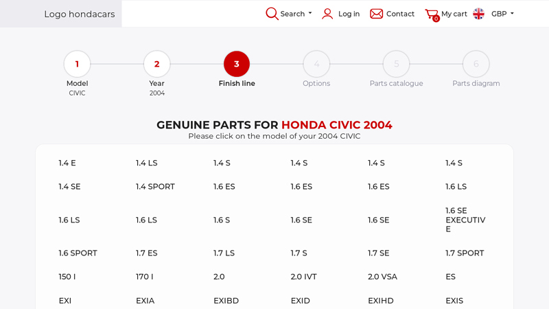 Genuine parts for Honda CIVIC 2004 2004 honda civic parts car