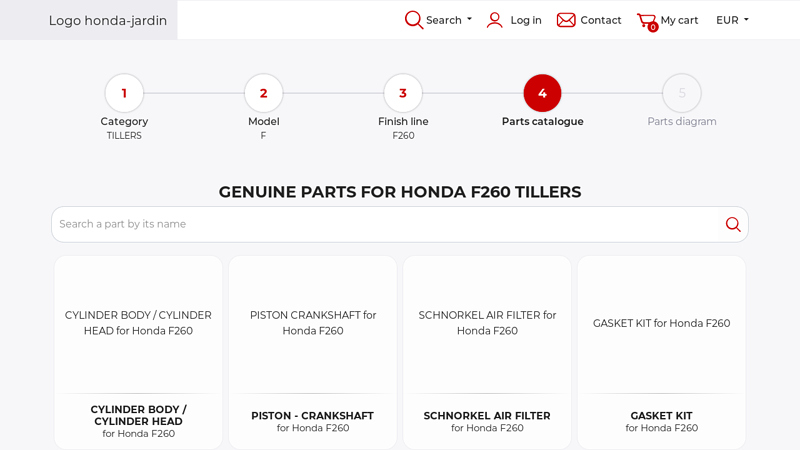 Genuine parts for Honda F260 TILLERS honda tiller parts