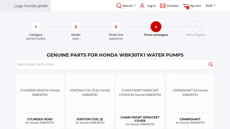 Genuine parts for Honda WBK30TK1 WATER PUMPS honda water pump parts