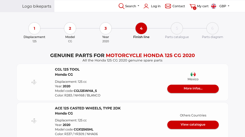 Genuine parts for Motorcycle Honda 125 CG 2020 honda cgl 125 parts