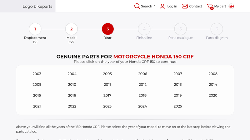 Genuine parts for Motorcycle Honda 150 CRF honda crf parts