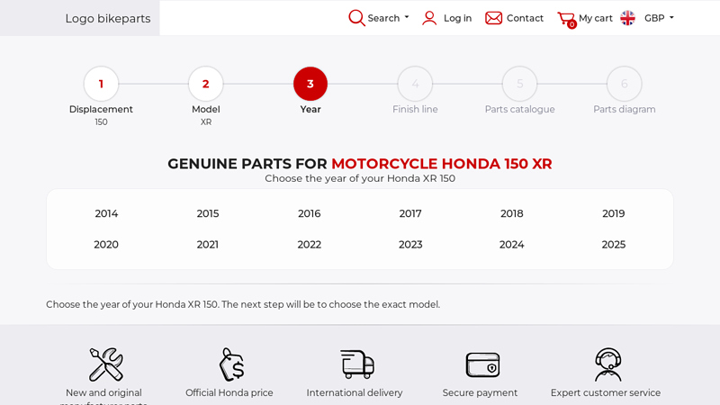 Genuine parts for Motorcycle Honda 150 XR honda xr parts