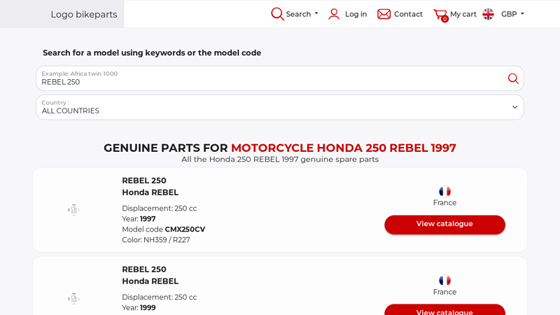 Genuine parts for Motorcycle Honda 250 REBEL 1997 honda cmx250c parts