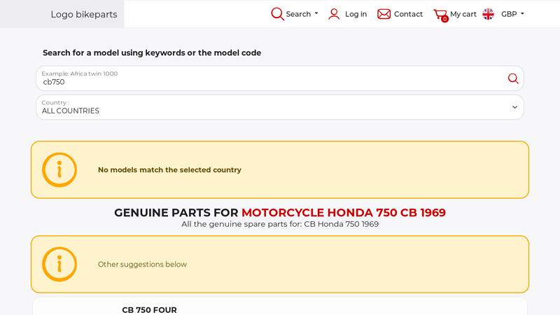 Genuine parts for Motorcycle Honda 750 CB 1969 honda cb750 parts