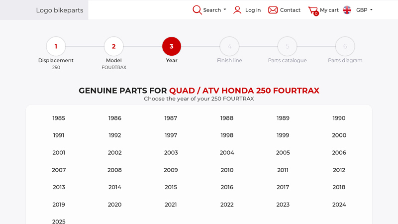 Genuine parts for Quad / ATV Honda 250 FOURTRAX 1986 honda fourtrax 250 parts