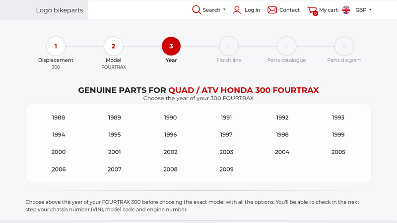 Genuine parts for Quad / ATV Honda 300 FOURTRAX honda fourtrax parts