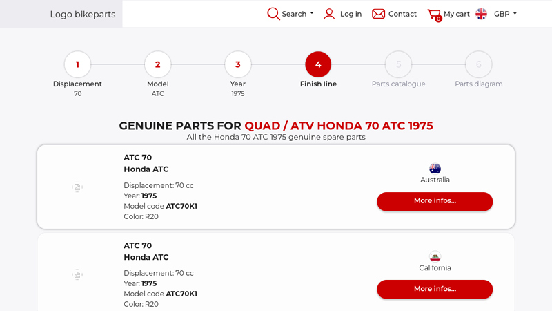 Genuine parts for Quad / ATV Honda 70 ATC 1975 honda atc 70 parts