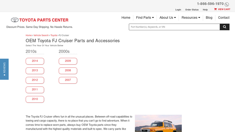 Genuine Toyota FJ Cruiser Parts fj cruiser auto parts