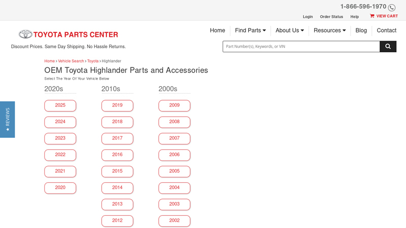 Genuine Toyota Highlander Parts toyota highlander auto parts