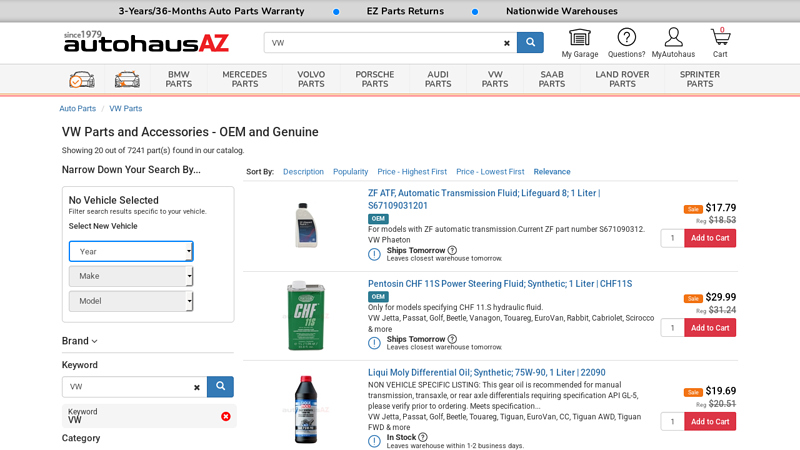 Genuine VW Parts Catalog vw car parts