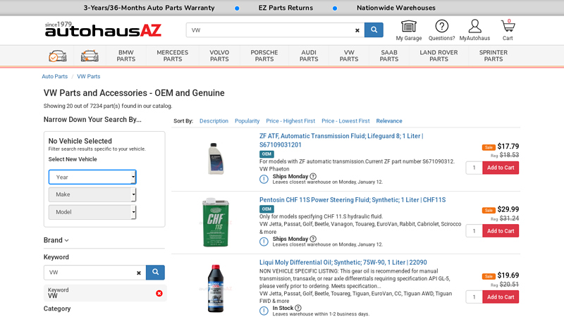 Genuine VW Parts Catalog vw auto parts