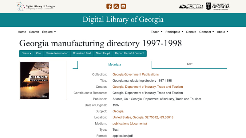 Georgia manufacturing directory 1997 bohannon auto parts