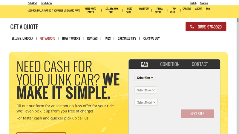 Get a Quote for Your Junk Car we buy cars for parts