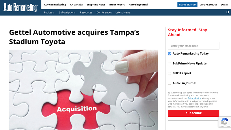 Gettel Automotive acquires Tampa's Stadium Toyota stadium toyota parts